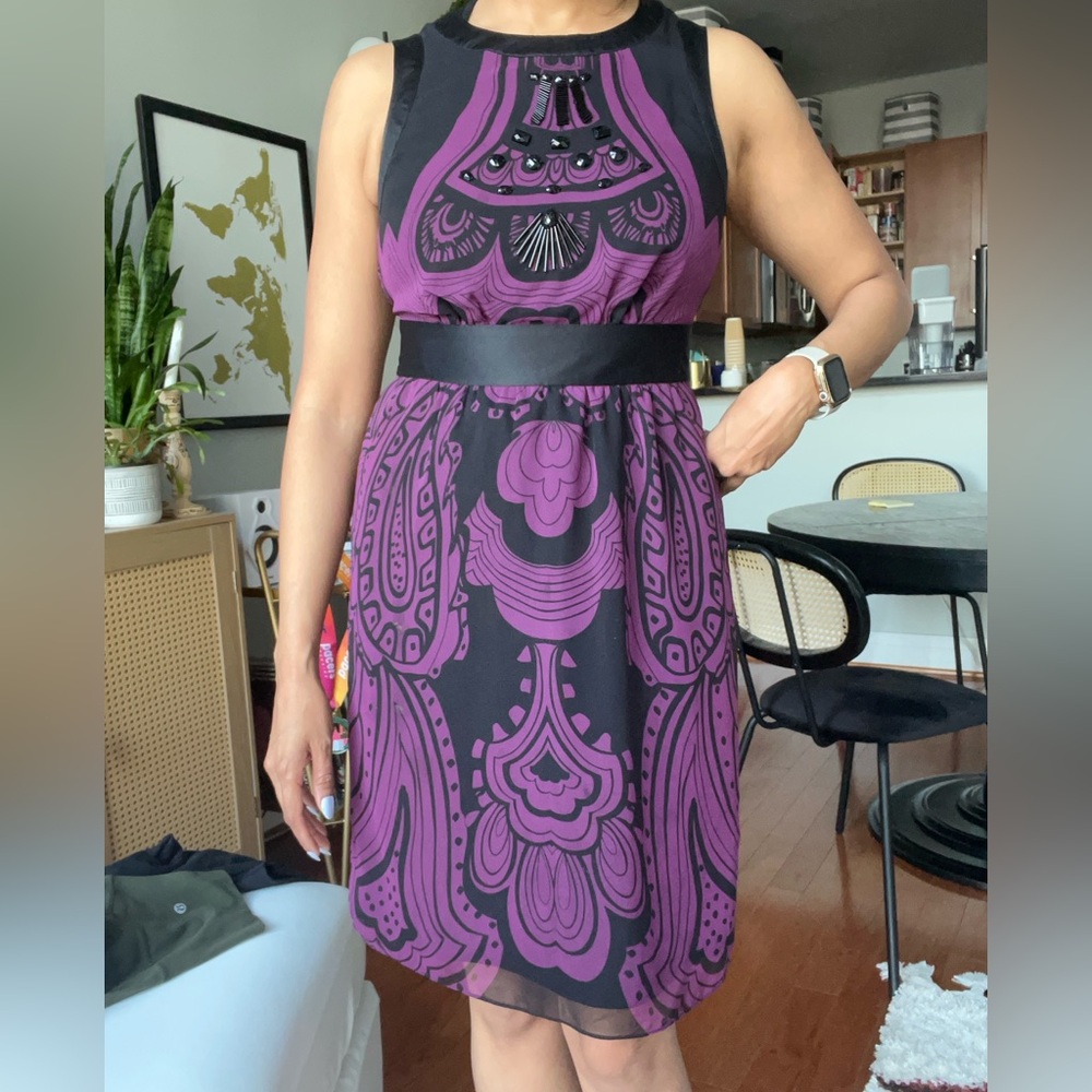 Elegant Black and Purple Women's Dress